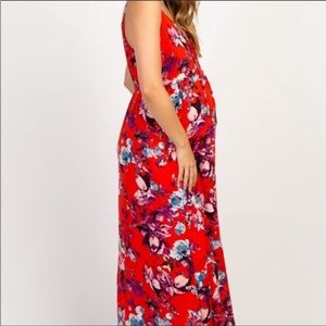 Pinkblush Maternity red lace up maxi dress